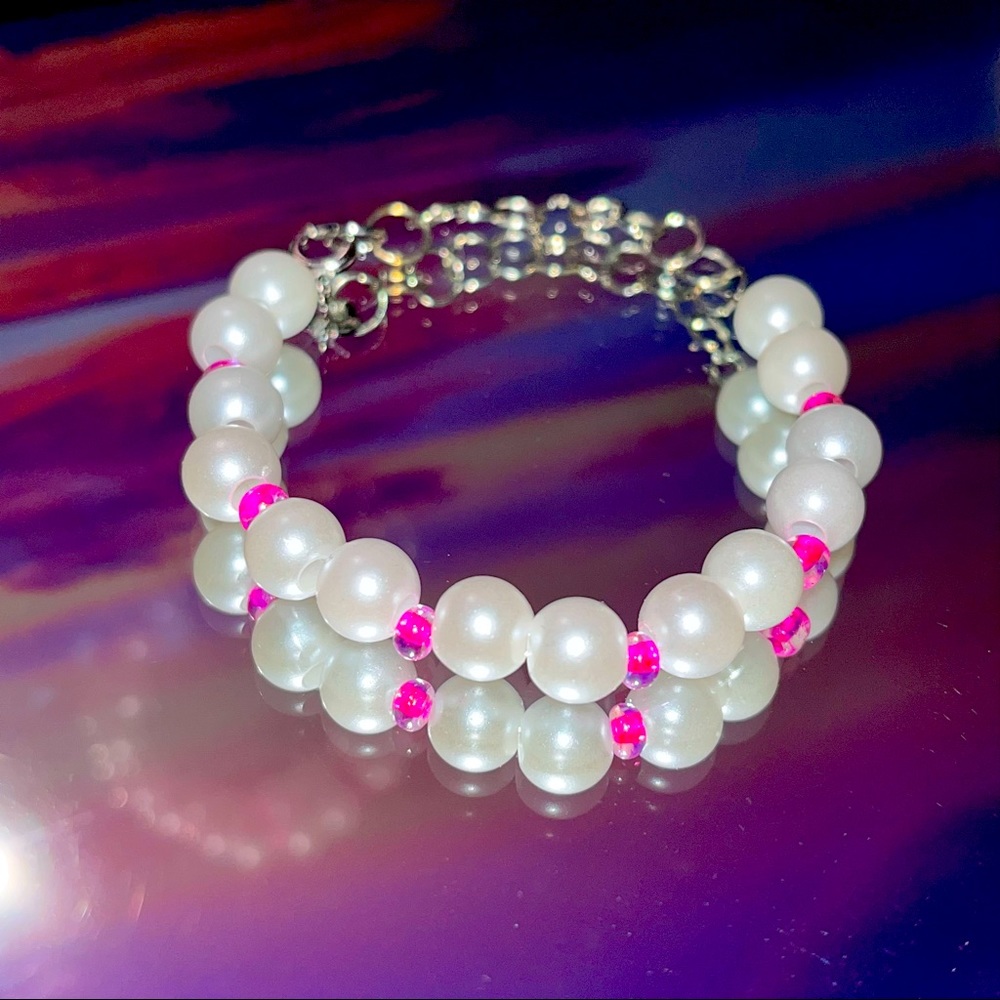3/$11 Beaded Bracelet: Pearls and Pink Glass Beads